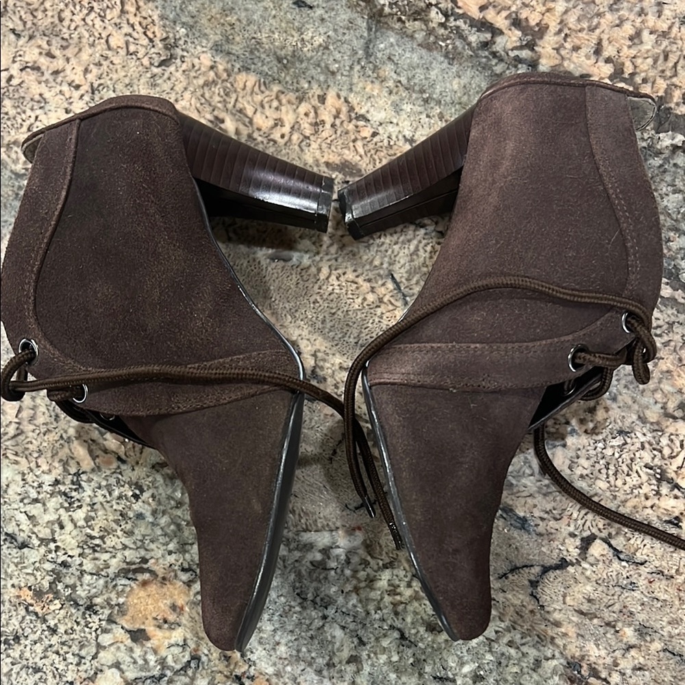 Brown Suede Heeled Boots with Stiletto Heel
